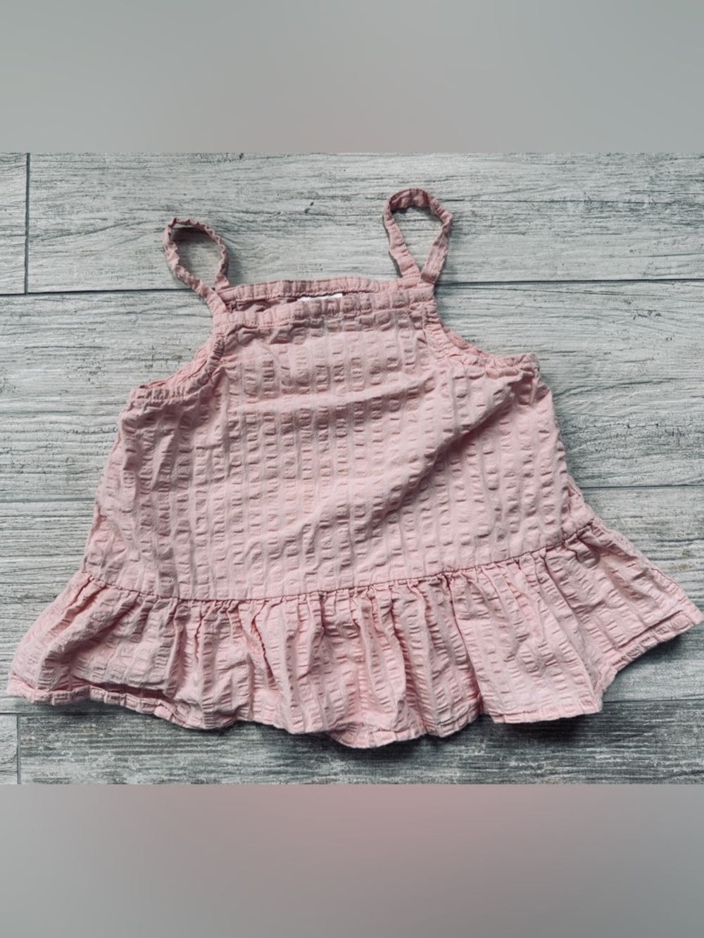 Light Pink Textured Tank with Ruffle Hem